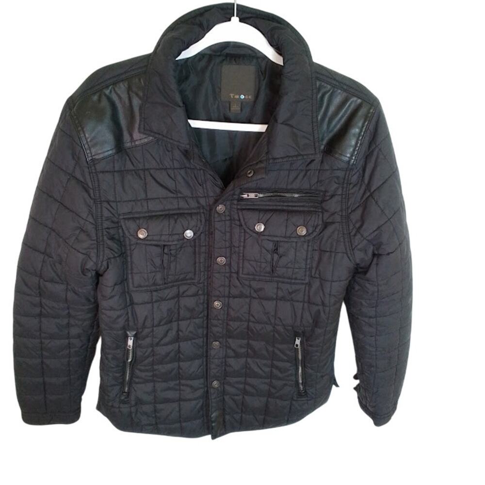 Twoce Black Quilted Insulated Jacket Snap Zip Pockets Womens Large